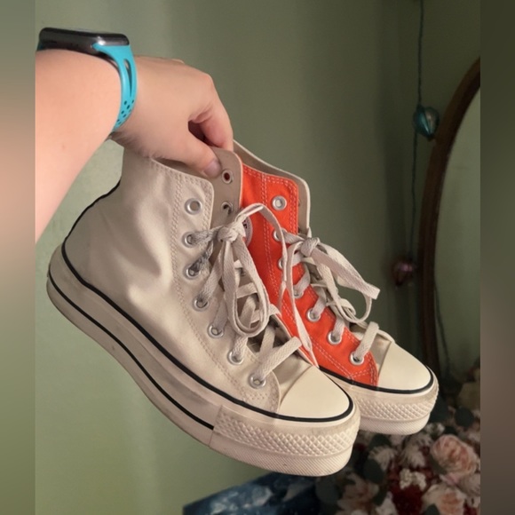 Custom orange and cream platform converse - Picture 2 of 4